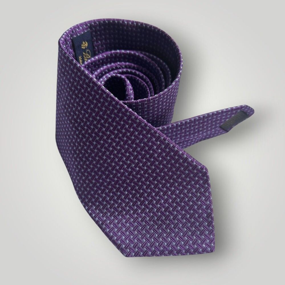 BROOKS BROTHERS 100% Pure Silk Tie Purple Geometric Made in USA Italian Silk